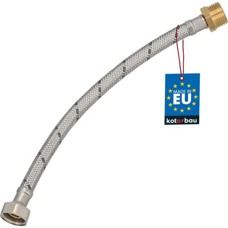 KOTARBAU® Flexible Robinet 1/2" x 1/2" - Flexible Eau - Tuyau Robinet 30 cm - Mâle x Femelle - Rallonge Robinet Cuisine Flexible - Acier Inoxydable - Tuyau Flexible Plomberie (1/4)