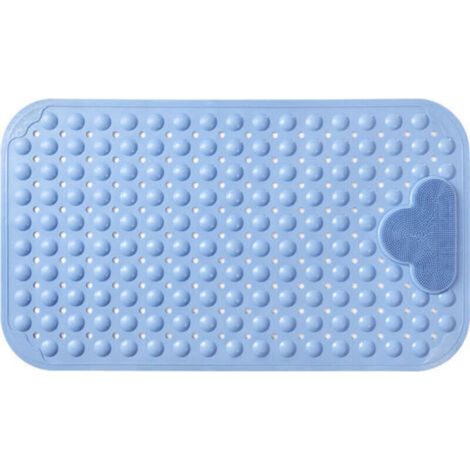 Tapis de douche antidérapant 70 x 40 cm – Tapis de bain massant avec orifices de drainage et ventouses puissantes – Couleur bleue (1/5)