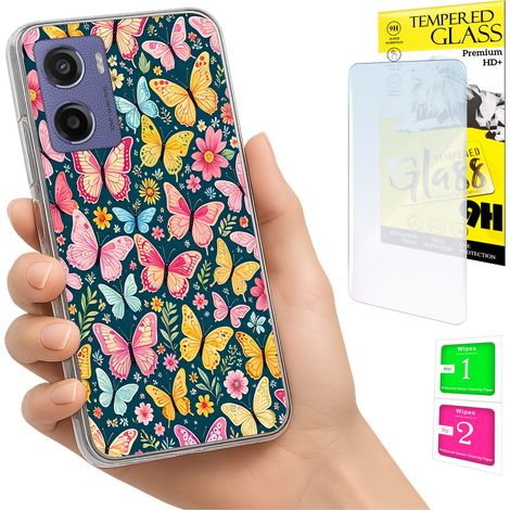 Funda para Motorola Moto E15 / Moto G05, carcasa trasera con diseño de mariposa y cristal (1/5)