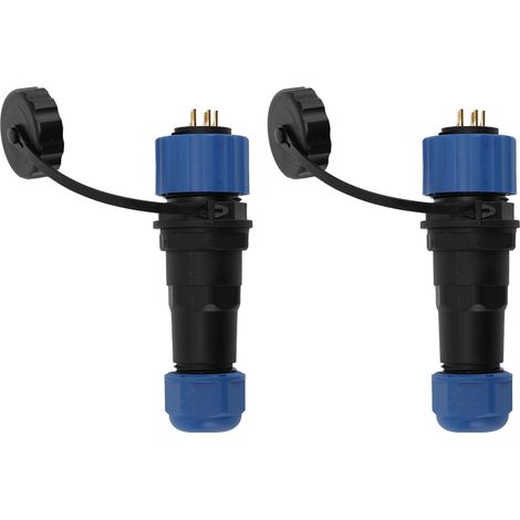 2 connecteurs étanches SD16 IP68, fiche femelle et prise mâle, filetage G3/8, 5 broches, écrou arrière (1/5)