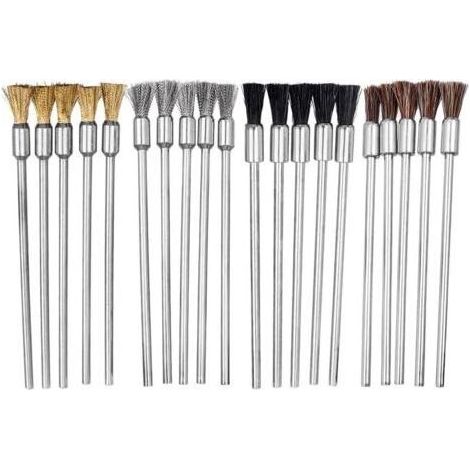 20pcs Mini Brosse Métallique Brosses Métalliques Perceuse Brosse en Forme de Stylo Brosse Laiton 4 Styles pour Nettoyage Décontamination ébavurage Éliminer Rouille et Corrosion (1/5)