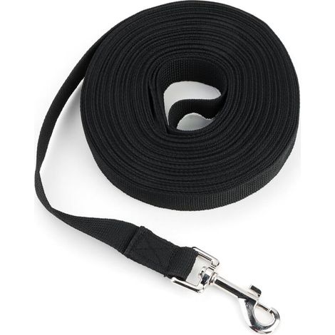 Guinzaglio da addestramento per cani nero da 10 m - Guinzaglio in nylon con comoda impugnatura e moschettone girevole a 360° per cani di piccola e grande taglia, adatto per passeggiate, jogging e adde