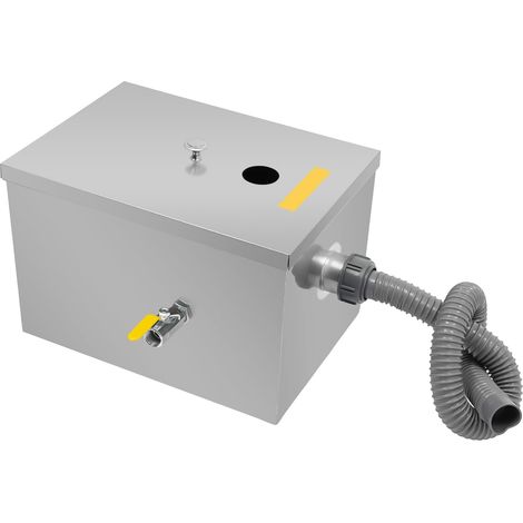 Separador de grasa comercial 35 x 25 x 23 cm, separador de aceite y agua para cocinas de restaurantes, Acero inoxidable Interceptor de Grasa 18-20 l, filtro de grasa de aguas residuales (1/5)