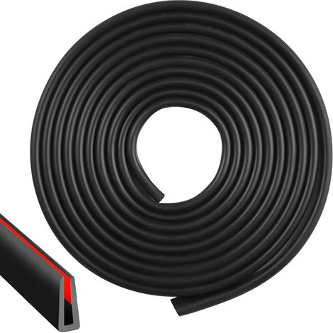 Protection Bord de Tole en Caoutchouc Auto-Adhésif 1.6mm Autocollant Joint Porte Voiture Résistant à l'usure et Absorbant Les Chocs pour Portières Auto, Fenêtres, Plaques Métalliques (Noir) (1/5)