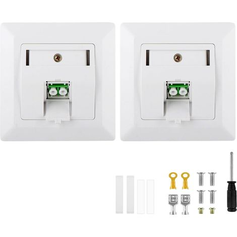 2 Pièces Boîte de Jonction Fibre Optique Murale 1x Duplex LC-APC, Adaptateur Mural FTTH avec Connecteurs LC/APC, Montage en Saillie ou Encastré, Prise LAN Fibre Blanche (1/5)