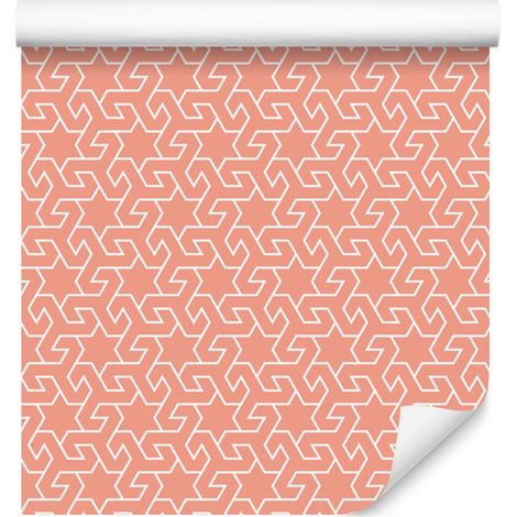 Carta da parati con motivo geometrico corallo per soggiorno e camera da letto, 50x1000 cm (1/5)