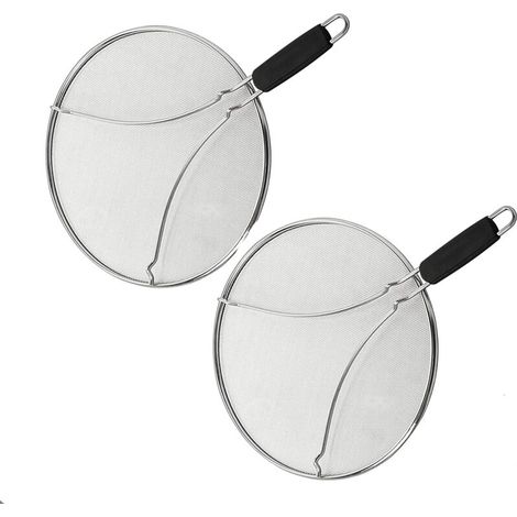 2 pièce Écran anti-éclaboussures pour cuisine, acier inoxydable perforé, 33 cm, protection contre les éclaboussures d'huile