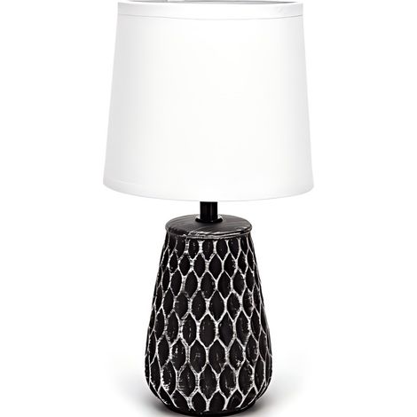 Lampe décorative en céramique marron vieilli, culot E14, style rustique pour ambiances chaleureuses. (1/3)