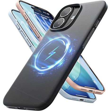 Coque arrière pour iPhone 16 Pro MagSafe en silicone noir mat (1/2)