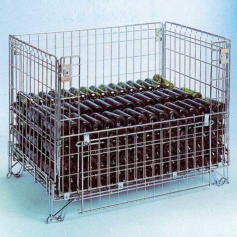 BRB Gitterbox-Faltbehälter, glanzverzinkt, LxBxH 1280x820x950 mm, Maschenweite 120x60 mm