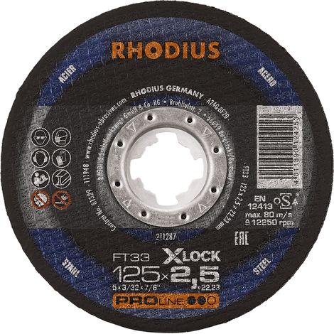 RHODIUS FT33 X-LOCK, 25 Stück, 125 x 2,5 mm, X-LOCK Freihandtrennscheibe (1/2)