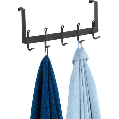 WENKO Türgarderobe Nostalgie, 5 Haken, schwarzer mattierter Stahl, Schwarz, Stahl schwarz (1/4)