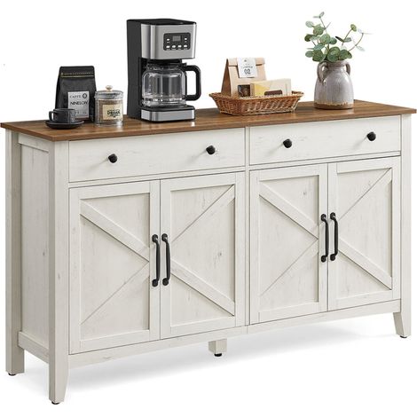 Credenza mobile portaoggetti con cassetti 40 x 140 x 80 cm mobile da cucina con ante e ripiano regolabile in altezza stile country per soggiorno sala da pranzo 120004540