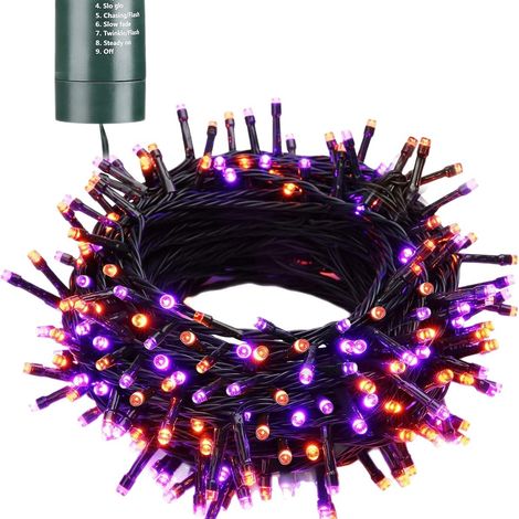 20 m lange Halloween-Lichterkette, orange und lila, wasserdicht, für den Innen- und Außenbereich, Dekoration (1/5)