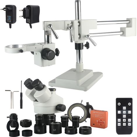 Microscope trinoculaire KP-4100-L2, zoom 2.1X-180X, caméra stéréo 40MP, alimentation UE 110-240V, kit observation professionnel (1/5)