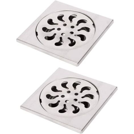 2pcs Siphon de Sol Acier Inoxydable, Grille de Douche Carrée Filtre de Douche Drain de Douche Attrape Cheveux 90x90x30mm (1/5)