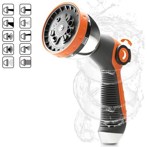 Pistola per irrigazione, spruzzatore da giardino, pistola per irrigazione ad alta pressione con 10 modalità di irrigazione, per lavaggio auto, giardino e irrigazione di piante. (1/4)