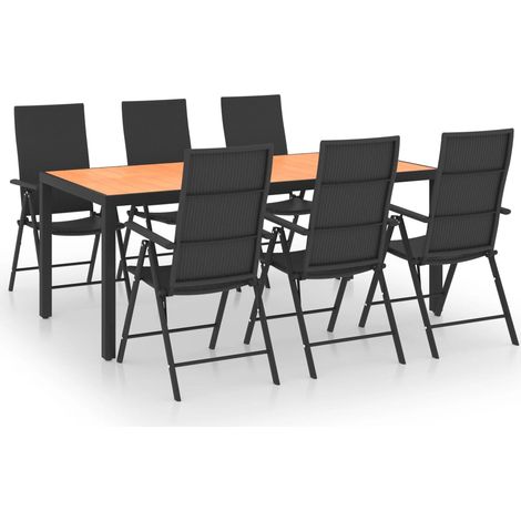 Maison Exclusive - Set da Pranzo da Giardino 7 pz Nero e Marrone