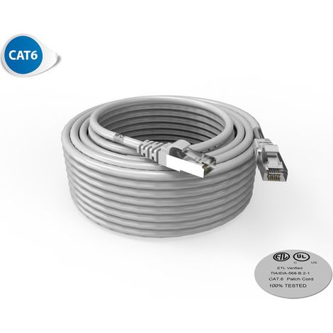 Cordon RJ45 CAT 6 surmoulé FUTP 100 Ohms LSOH, Couleur : gris, Longueur : 15 m (2060)