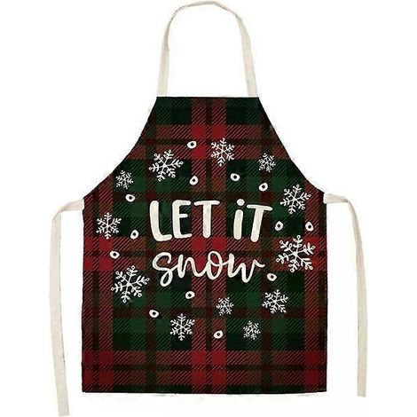 Tablier de Noël en coton et lin à carreaux - Lot de 2 - Combinaison de ménage, 47 x 38 cm WQ-001302