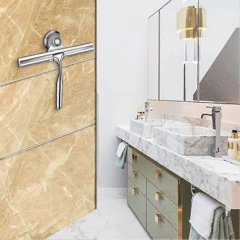 Raclette de douche en acier inoxydable avec support mural (1/2)