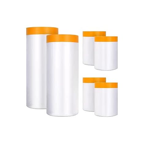 JSSEVN-6 Rollos de película de enmascaramiento con cinta adhesiva transparente (4 x 55 cm x 10 m + 2 x 180 cm x 20 m), Cubiertas antipolvo de plástico (1/5)