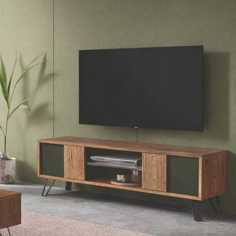 Meuble TV industriel en bois avec portes PEDRO (1/5)