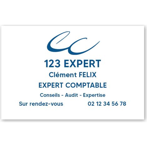 Plaque professionnelle PVC 30x20 Personnalisée avec Logo | Experts Comptables - Blanche lettres bleues (1/3)