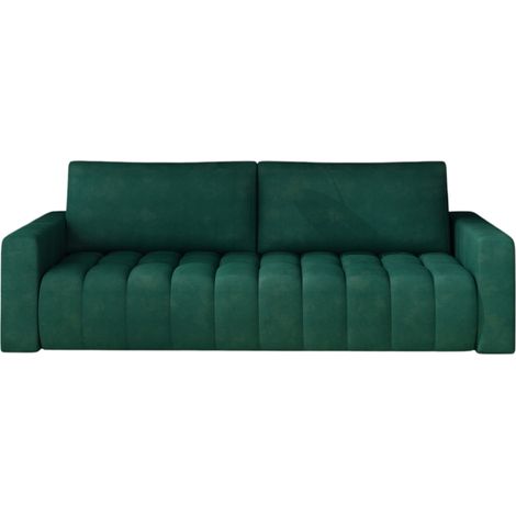 Canapé convertible capitonné LARKO velours-Vert (1/5)