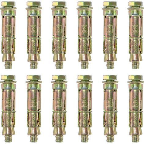 Lot de 12 Boulon d'expansion M8, Acier zingué, Fixation béton pierre brique (1/5)