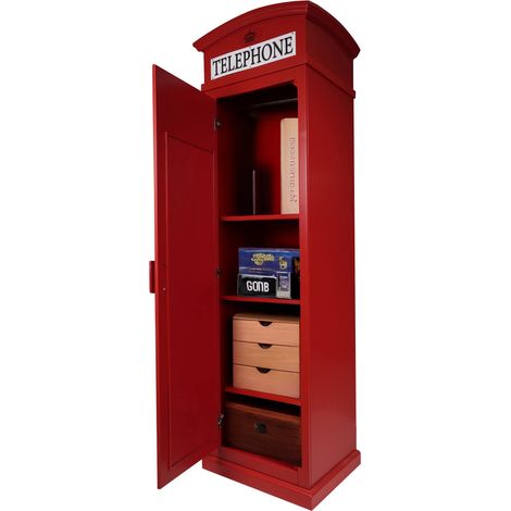 Dmora - Armadio multiuso 0, Vetrinetta cabina telefonica londinese, Made in Italy, Cm 68x55h215, Rosso (1/5)