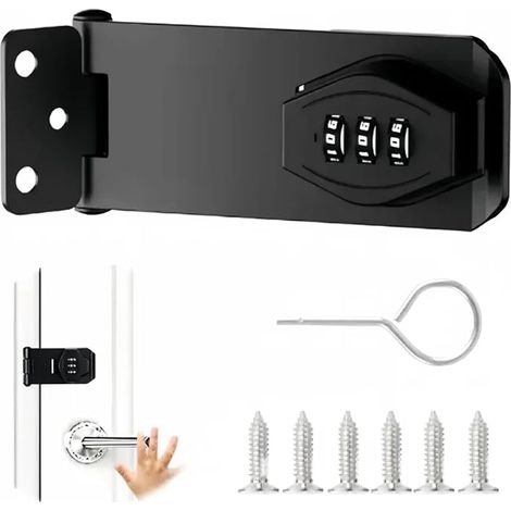 Door Lock with Combination Lock, 4 Inch Code Lock with Screws, 3 Digit Combination Error, for Doors, Cabinets, Windows (Black) (1/5)