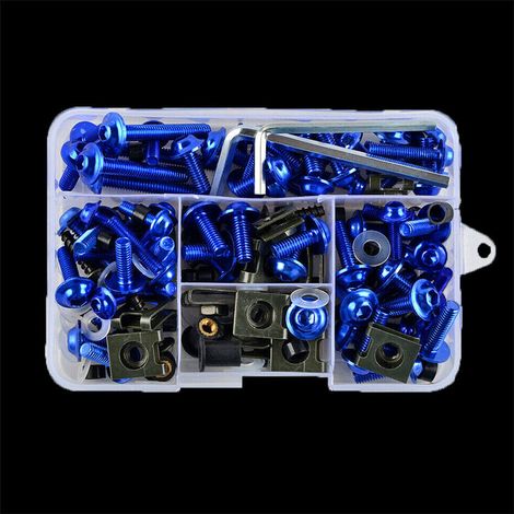 177-teiliges blaues Karosserieschrauben-Set – Passend für O1Z177PCS – Komplettes Montageset für Motorradkarosserie und Windschutzscheibe (1/2)