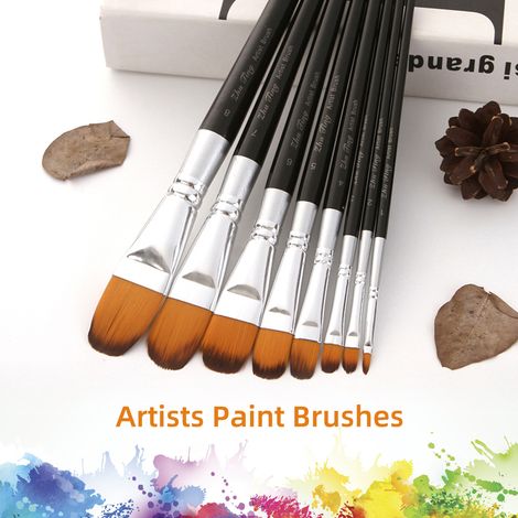 8 pièces ensemble de pinceaux Filbert conseils pinceaux à cheveux en nylon pour étudiants adultes artistes huile acrylique aquarelle gouache ongles corps visage art artisanat fournitures (1/5)