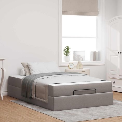 vidaXL Bettgestell mit Matratze 2 pcs Taupe Stoff (1/5)