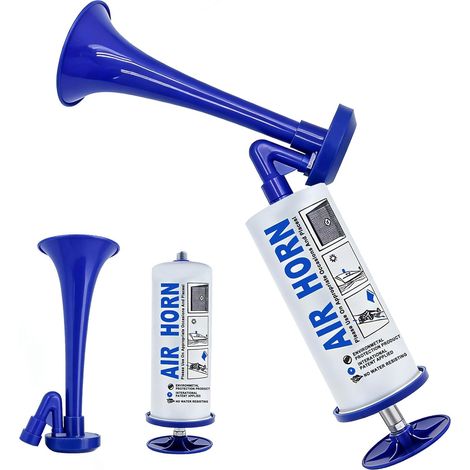 Corne de Brume, 118 dB Trompette Modèle Portable Klaxon à Air Portable Klaxon pour le Football Stades Bateaux et L'ambiance des Fêtes (Bleu) (1/5)