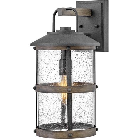 Elstead Hinkley Lakehouse Lanterna da parete per esterni in zinco invecchiato con Driftwood grigio, IP44 (1/5)