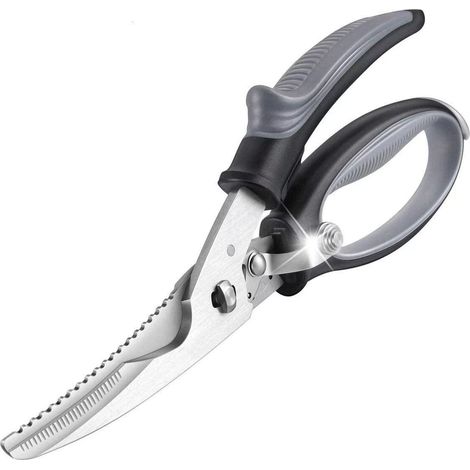 Forbici da cucina multifunzionali per carne, noci, pesce, carta, colli di bottiglia, acciaio/plastica di qualità, plastica, acciaio inossidabile, Geflügelschere 9.5Zoll- (1/5)