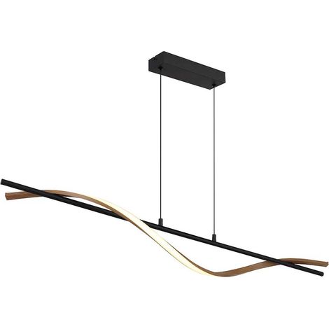 LED Hängeleuchte Pendelleuchte Deckenleuchte Metall schwarz Holzoptik L 115 cm