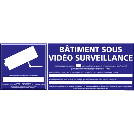 Signaletique.Biz France – Panneau d'information bâtiment sous vidéo surveillance – Autocollant PVC ou alu – Résistant aux intempéries – 210 x 75 mm (1/5)
