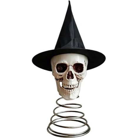 décorations d'HalloweenDécoration d'arbre de Noël en forme de crâne gothique avec chapeau de sorcière, idéale pour Halloween et la maison. (1/5)