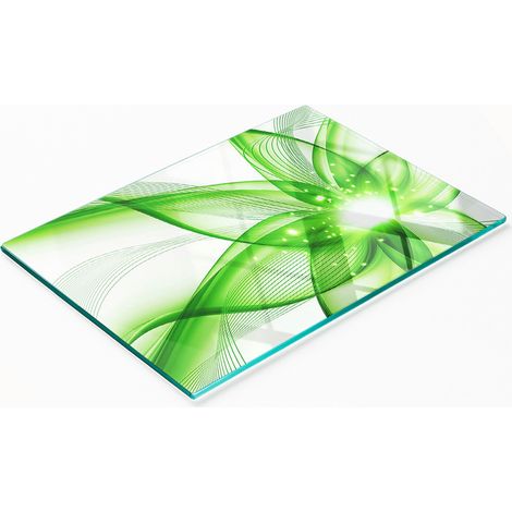 Tabla de cortar decorativa de cocina de vidrio templado con diseño abstracto, 80x52 cm. (1/5)