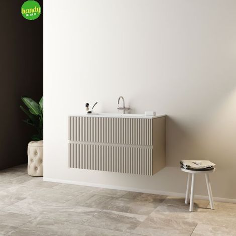 Mobile bagno sospeso senza specchio modello sophia 80cm base sospesa -lavabo - cashmere -specchio escluso MOBO