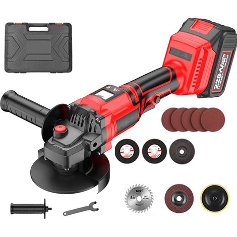 Applicable Meuleuse d'angle sans Fil, meuleuse d'angle sans Fil 21 V 100 mm, avec 1 Batteries 3,0 Ah et Chargeur, meuleuse métallique à Moteur sans balais 13 000 TR/Min pour Couper, meuler, polir