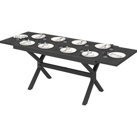 Ausziehbarer Aluminium-Gartentisch 214x85x73cm Anthrazitgrau für 8-10 Personen