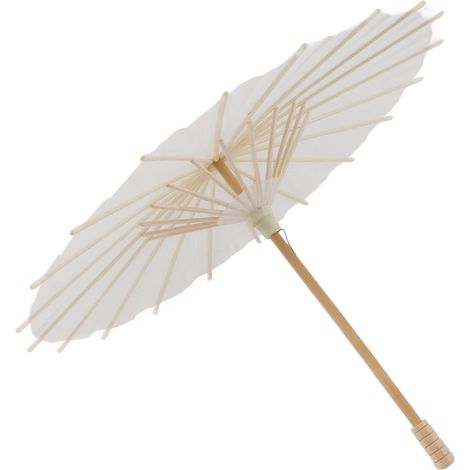 Parasol Chinois Élégant en Papier et Bambou 28cm - Décoration DIY Blanche pour Enfants (1/5)