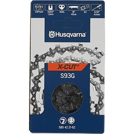 Husqvarna – Chaîne X-CUT S93G 40 cm 3/8" 1,3 mm – Pour tronçonneuse – Coupe nette sans éclat – Maillon d'entraînement protégé
