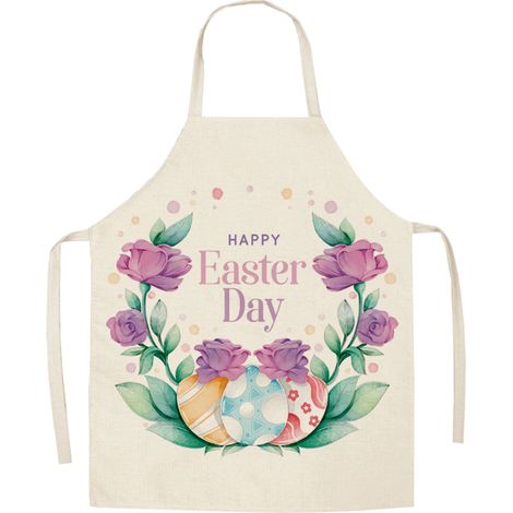 Tablier De Cuisine - Polyester Imprimé Thème Pâques - Pour Adulte - Usage Multifonctionnel En Intérieur Et En Extérieur - 65 x 75 cm - 1 Pièce (1/5)