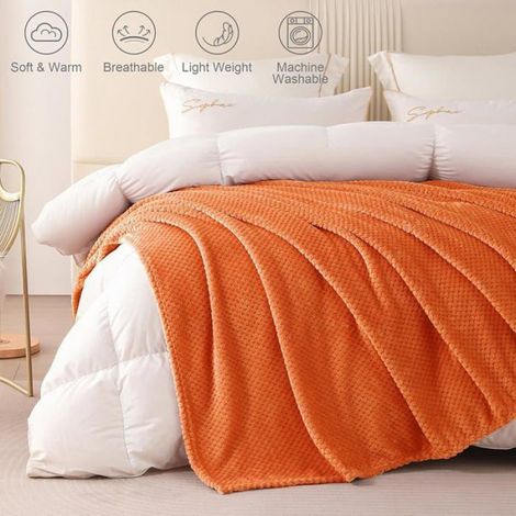 Pid Couverture Poire,Jeté de Canapé en Fnelle,Orange 130 x 170 cm,Couverture de Lit Doux et 130 x 170 cm Orange ORANGE COUVERTURE (1/5)