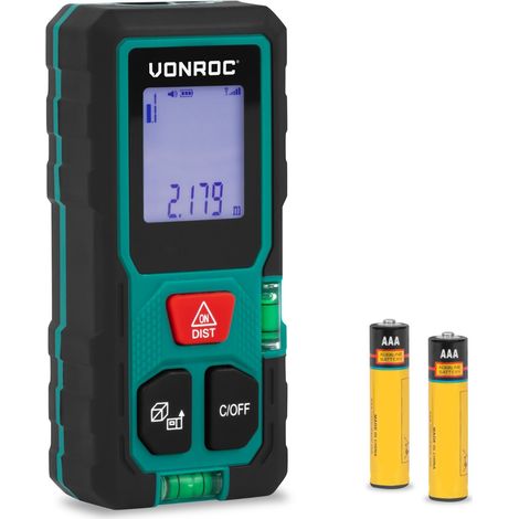 VONROC Télémètre laser 50 m mesure distance surface volume fonction Pythagore compact LD505DC